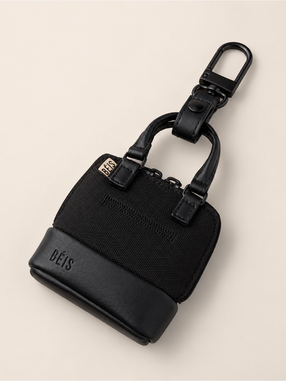 BEIS Black Mini Weekender Keychain Case with Clip
